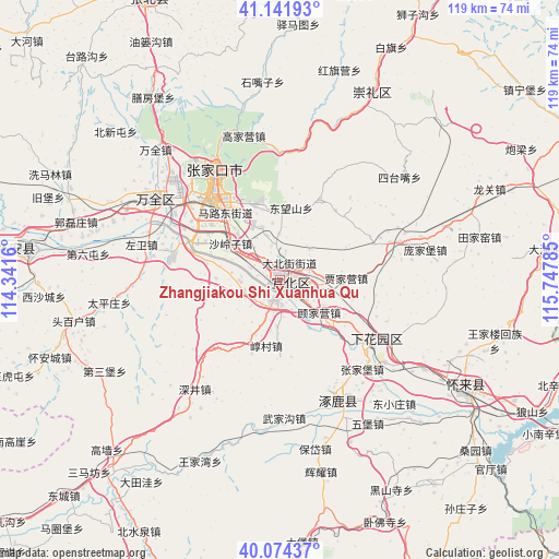 Zhangjiakou Shi Xuanhua Qu on map