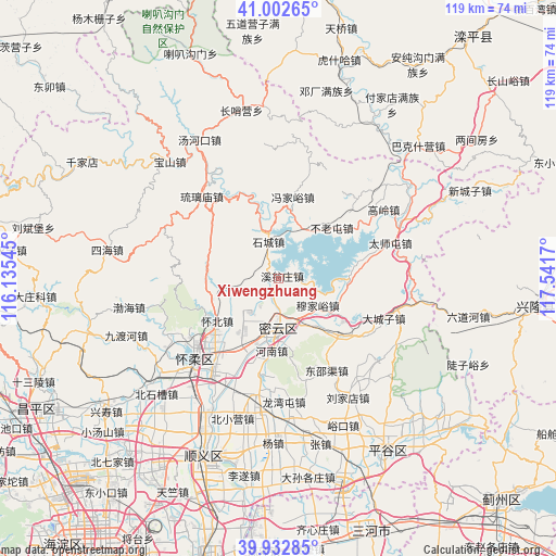 Xiwengzhuang on map