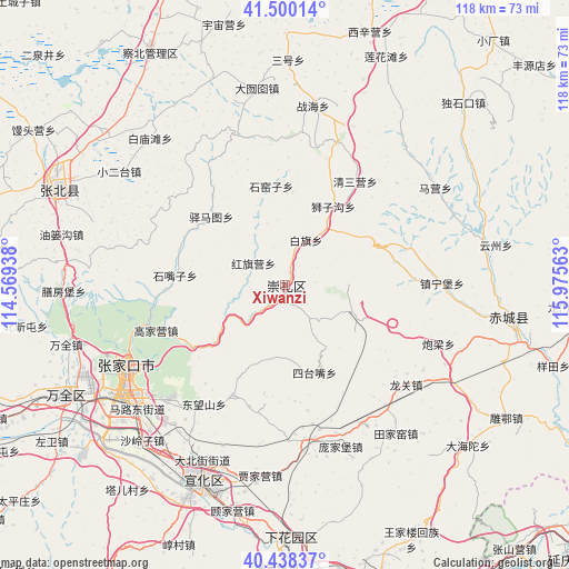 Xiwanzi on map