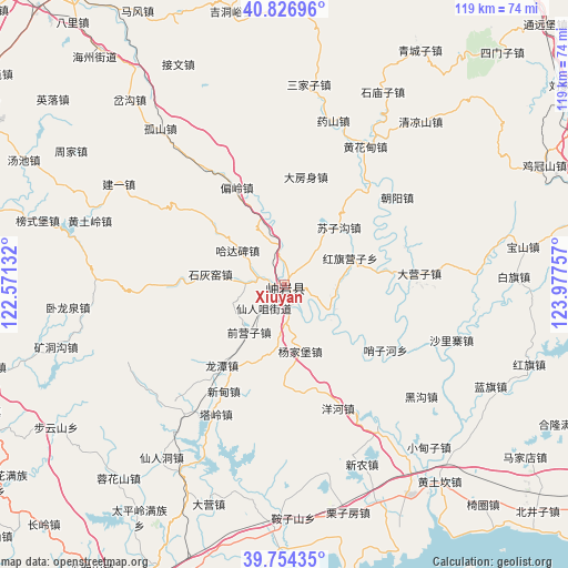 Xiuyan on map