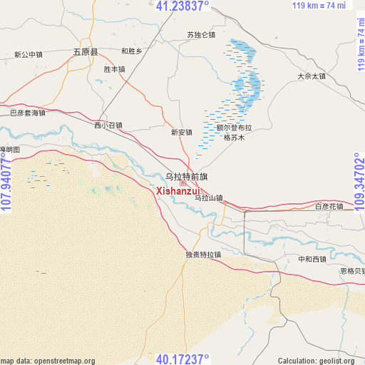 Xishanzui on map