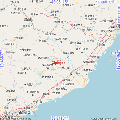 Xipingpo on map