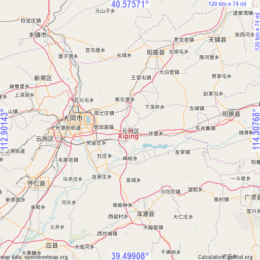 Xiping on map