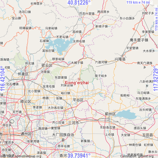 Xiong’erzhai on map