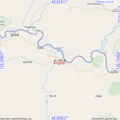 Xinxing on map