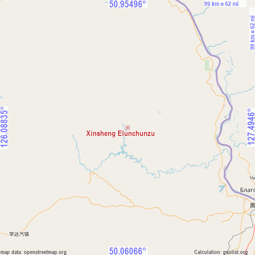 Xinsheng Elunchunzu on map