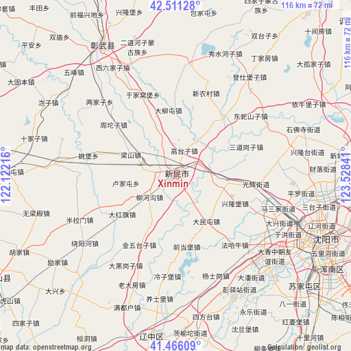 Xinmin on map