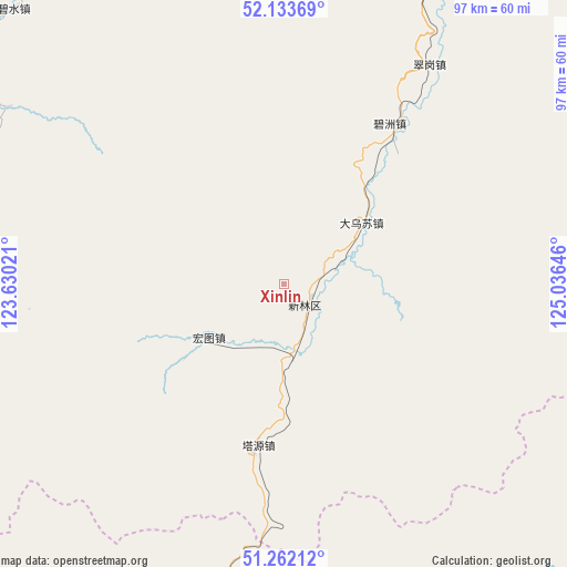 Xinlin on map