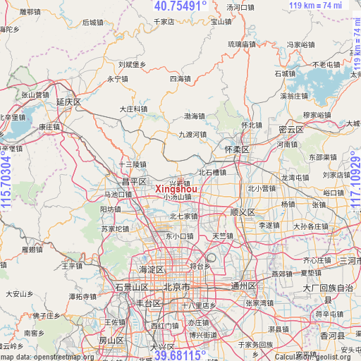 Xingshou on map
