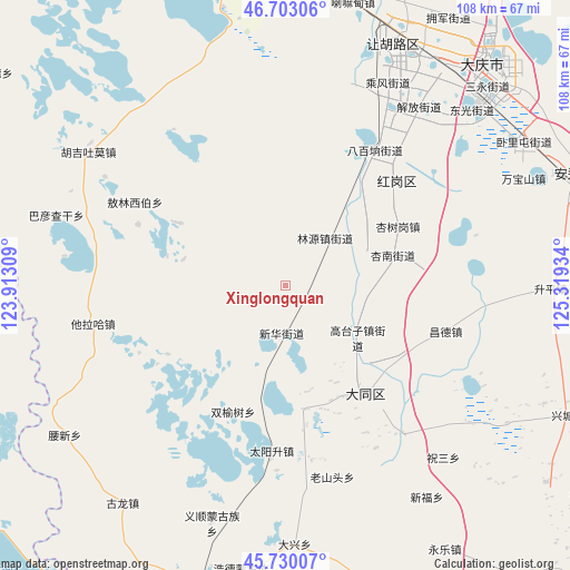 Xinglongquan on map