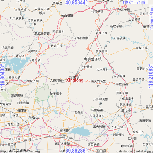 Xinglong on map