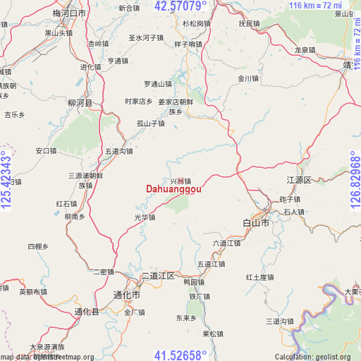 Dahuanggou on map