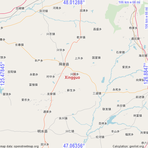 Xingguo on map