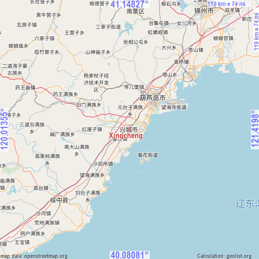 Xingcheng on map