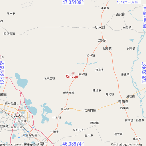 Xincun on map