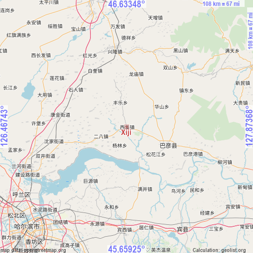 Xiji on map