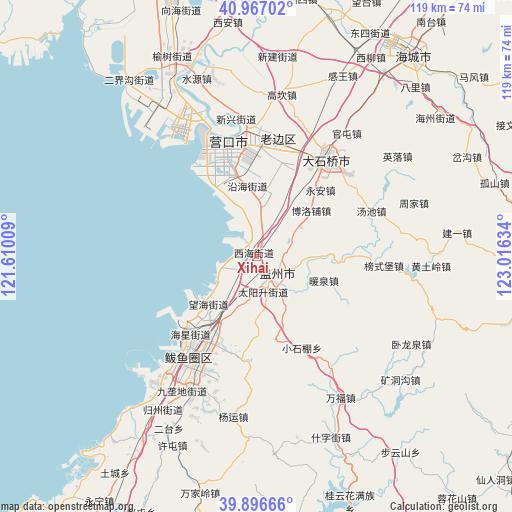 Xihai on map