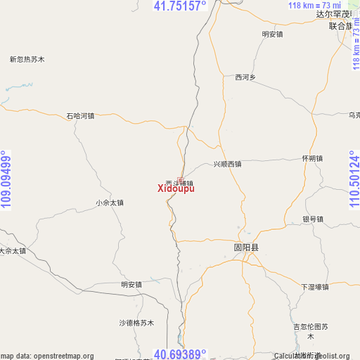 Xidoupu on map