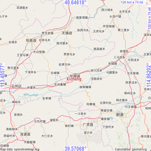 Xicheng on map