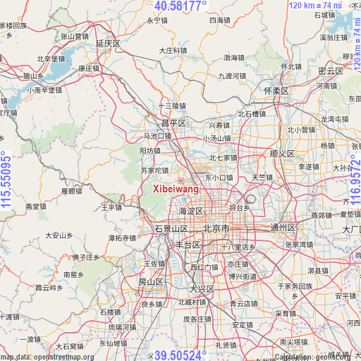 Xibeiwang on map