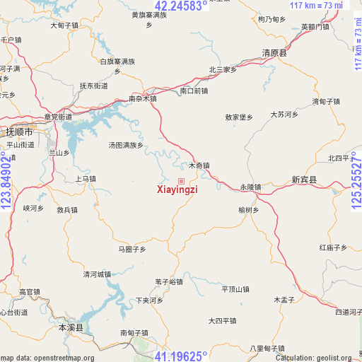 Xiayingzi on map