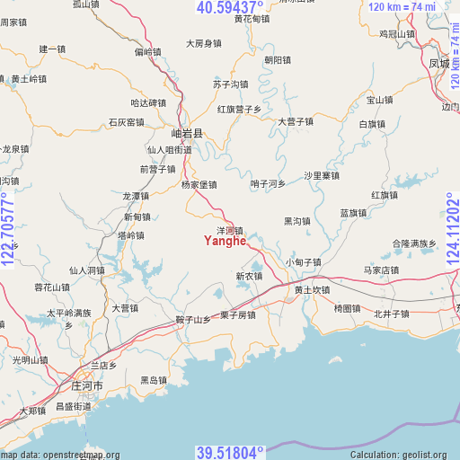 Yanghe on map