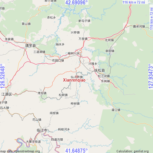 Xianrenqiao on map