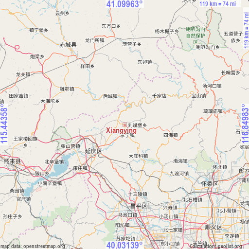 Xiangying on map