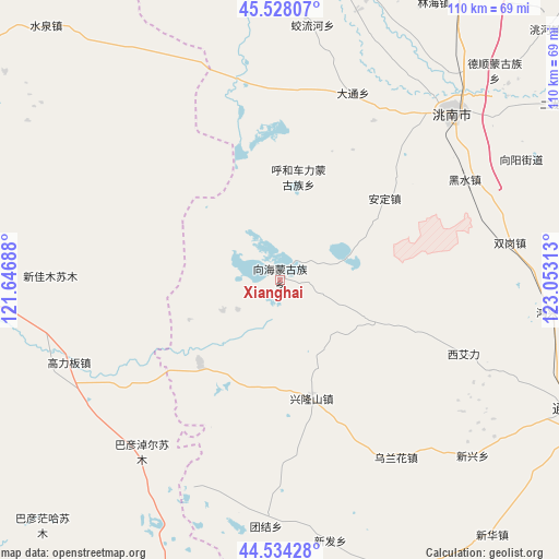 Xianghai on map