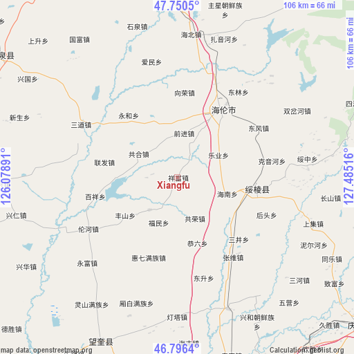 Xiangfu on map