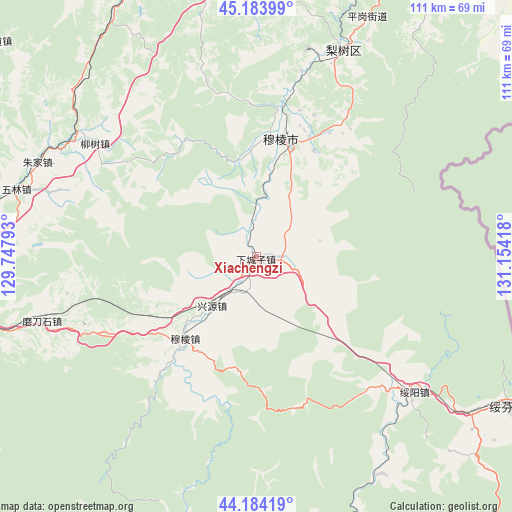 Xiachengzi on map