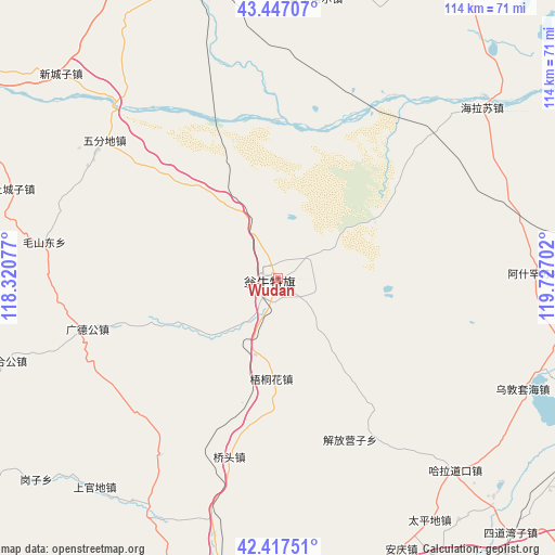 Wudan on map