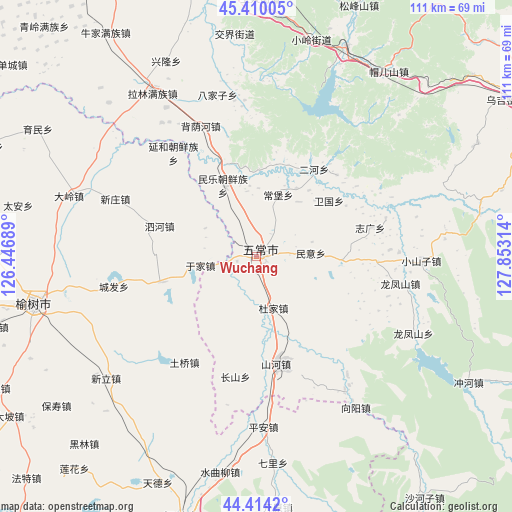 Wuchang on map