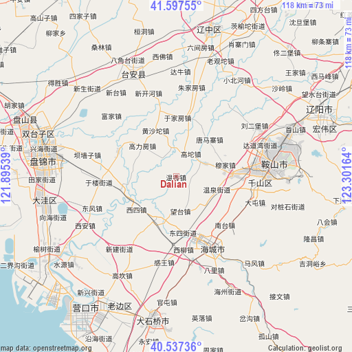 Dalian on map