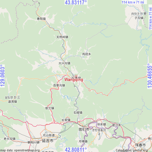 Wangqing on map