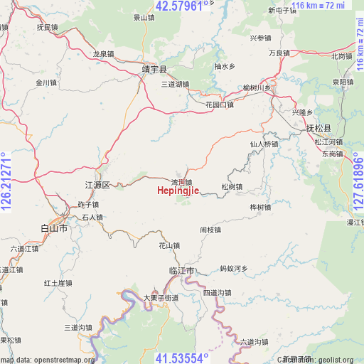 Hepingjie on map