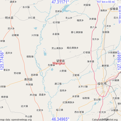 Wangkui on map