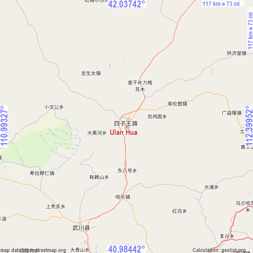 Ulan Hua on map