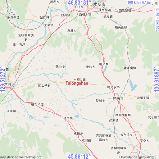 Tulongshan on map