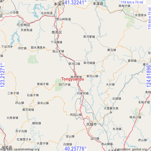 Tongyuanpu on map