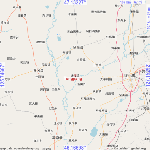 Tongjiang on map