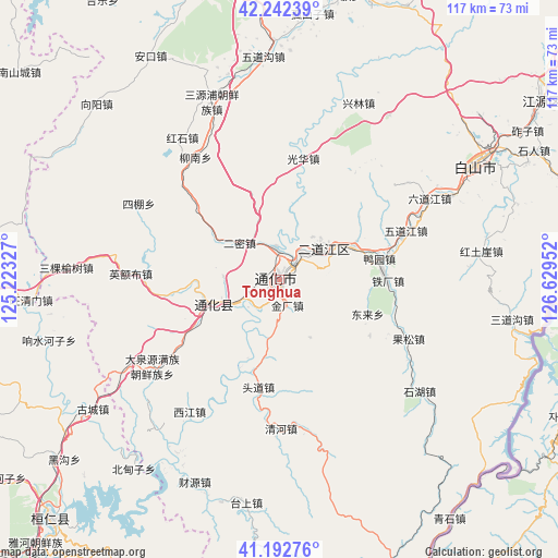 Tonghua on map