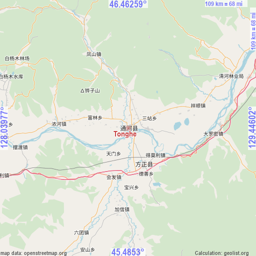 Tonghe on map