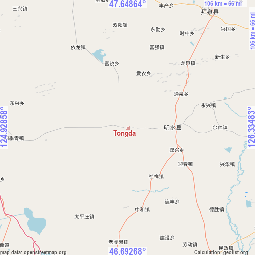 Tongda on map