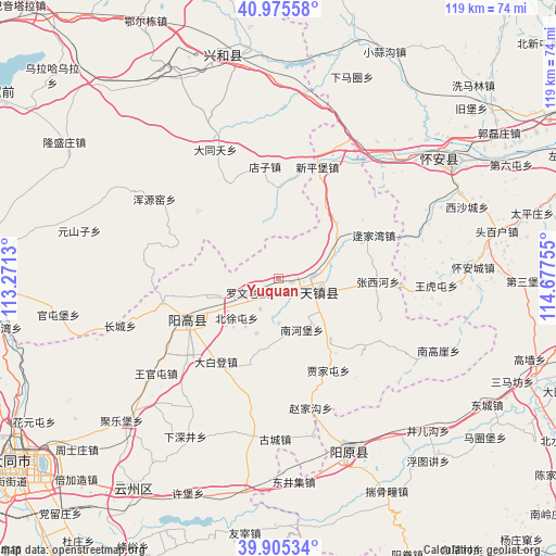 Yuquan on map