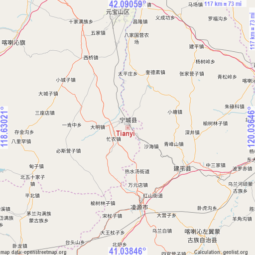 Tianyi on map