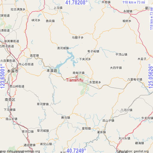 Tianshifu on map