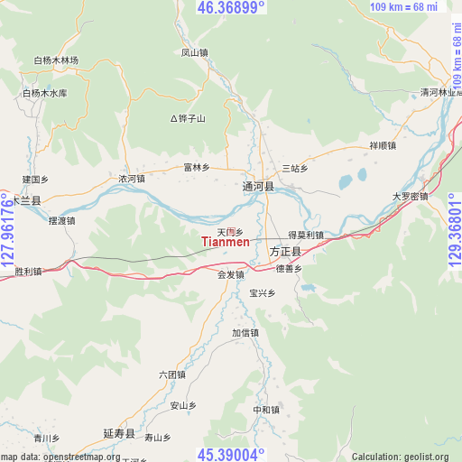 Tianmen on map