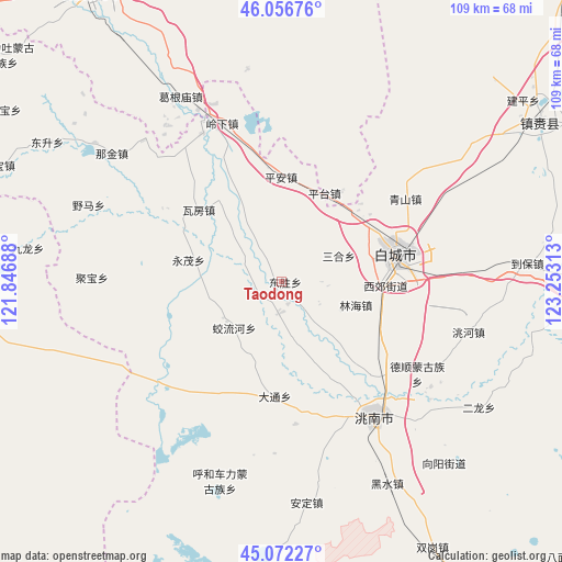 Taodong on map