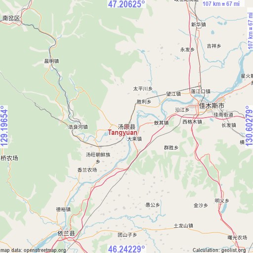 Tangyuan on map